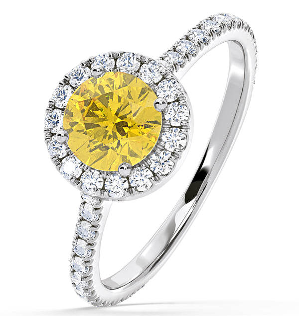 Reina Yellow Lab Diamond 1.80ct Halo Ring in 18K White Gold - Elara Collection